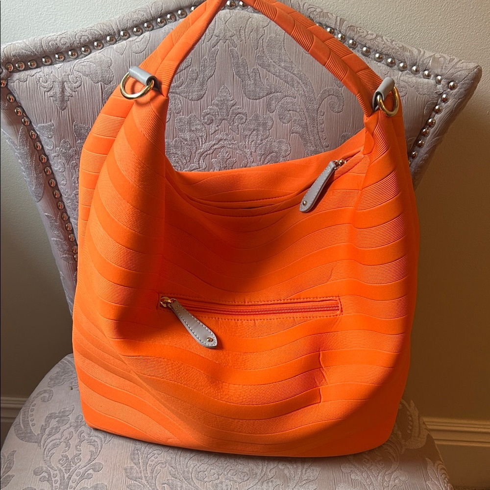 Sondra Roberts Vibrant Orange Hobo Bag